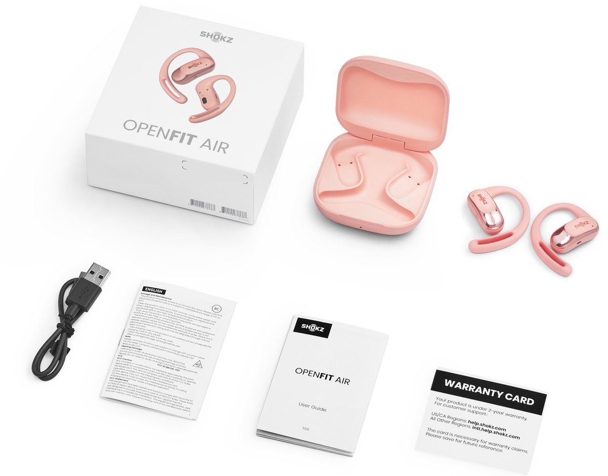 Shokz OpenFit Air Draadloze Sporthoofdtelefoon Roze