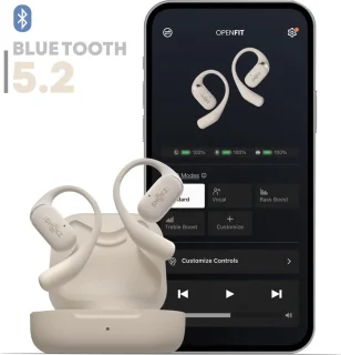 Shokz OpenFit Sporthoofdtelefoon Beige