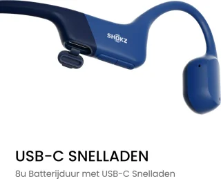 Shokz OpenRun USB-C Sporthoofdtelefoon Blauw