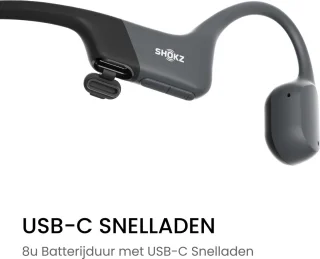 Shokz OpenRun USB-C Sporthoofdtelefoon Zwart