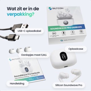 Siltcon SoundWave Pro 1 Draadloze Bluetooth Oordopjes Wit