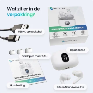 Siltcon SoundWave Pro 1 Draadloze Bluetooth Oordopjes Wit