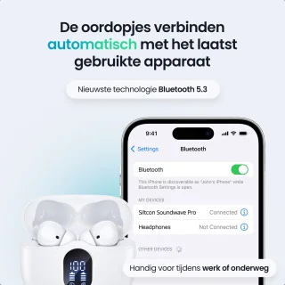 Siltcon SoundWave Pro 1 Draadloze Bluetooth Oordopjes Wit