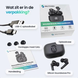 Siltcon SoundWave Pro 1 Draadloze Bluetooth Oordopjes Zwart