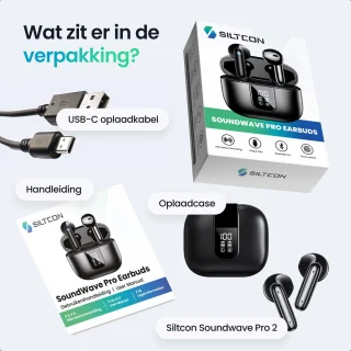 Siltcon SoundWave Pro 2 Draadloze Bluetooth Oordopjes Zwart