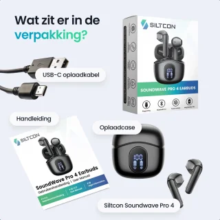 Siltcon SoundWave Pro 4 Draadloze Bluetooth Oordopjes Zwart
