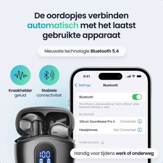Siltcon SoundWave Pro 4 Draadloze Bluetooth Oordopjes Zwart