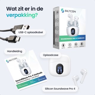Siltcon SoundWave Pro 4 Draadloze Oordopjes Wit Bluetooth 5.4