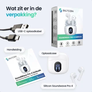 Siltcon SoundWave Pro 4 Draadloze Oordopjes Wit Bluetooth 5.4