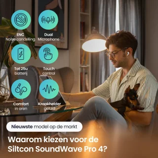 Siltcon SoundWave Pro 4 Draadloze Oordopjes Wit Bluetooth 5.4