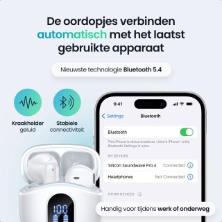 Siltcon SoundWave Pro 4 Draadloze Oordopjes Wit Bluetooth 5.4