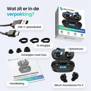Siltcon® SoundWave Pro Volledig draadloze oordopjes