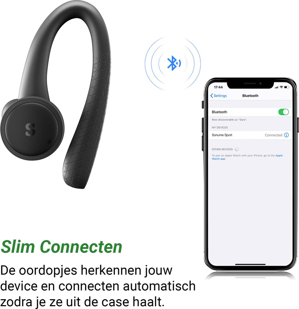 Sonume Sport Volledig Draadloze Bluetooth Oordopjes Zwart