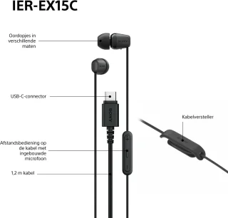 Sony IER-EX15C in-ear oordopjes Zwart