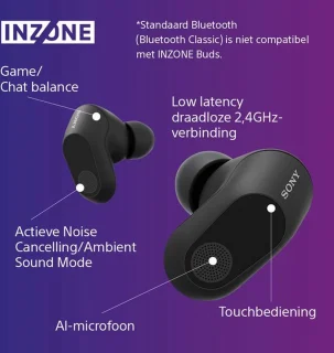 Sony INZONE Buds Draadloze Gaming Oordopjes Zwart