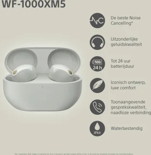 Sony WF-1000XM5 Draadloze Oordopjes Zilver