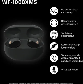 Sony WF-1000XM5 Draadloze Oordopjes Zwart