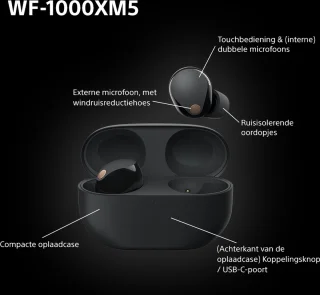 Sony WF-1000XM5 Draadloze Oordopjes Zwart