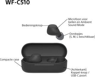 Sony WF-C510 draadloze oordopjes zwart