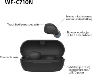 Sony WF-C710N Draadloze Noise Cancelling Oordopjes Zwart