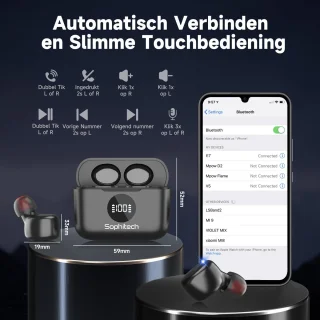 SophiBuds Draadloze Bluetooth Oordopjes Zwart