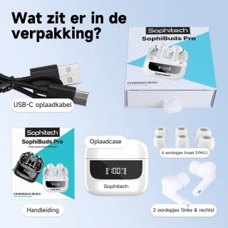 SophiBuds Pro Draadloze Bluetooth Oordopjes Wit