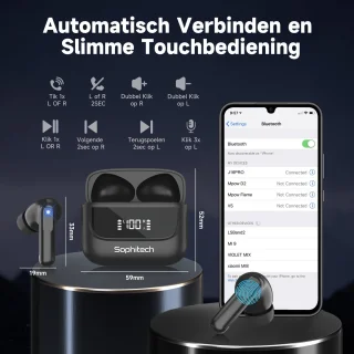 SophiBuds Pro Draadloze Bluetooth Oordopjes Zwart