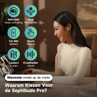 SophiBuds Pro Draadloze Bluetooth Oordopjes Zwart