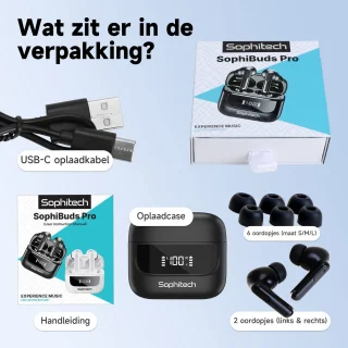 SophiBuds Pro Draadloze Bluetooth Oordopjes Zwart