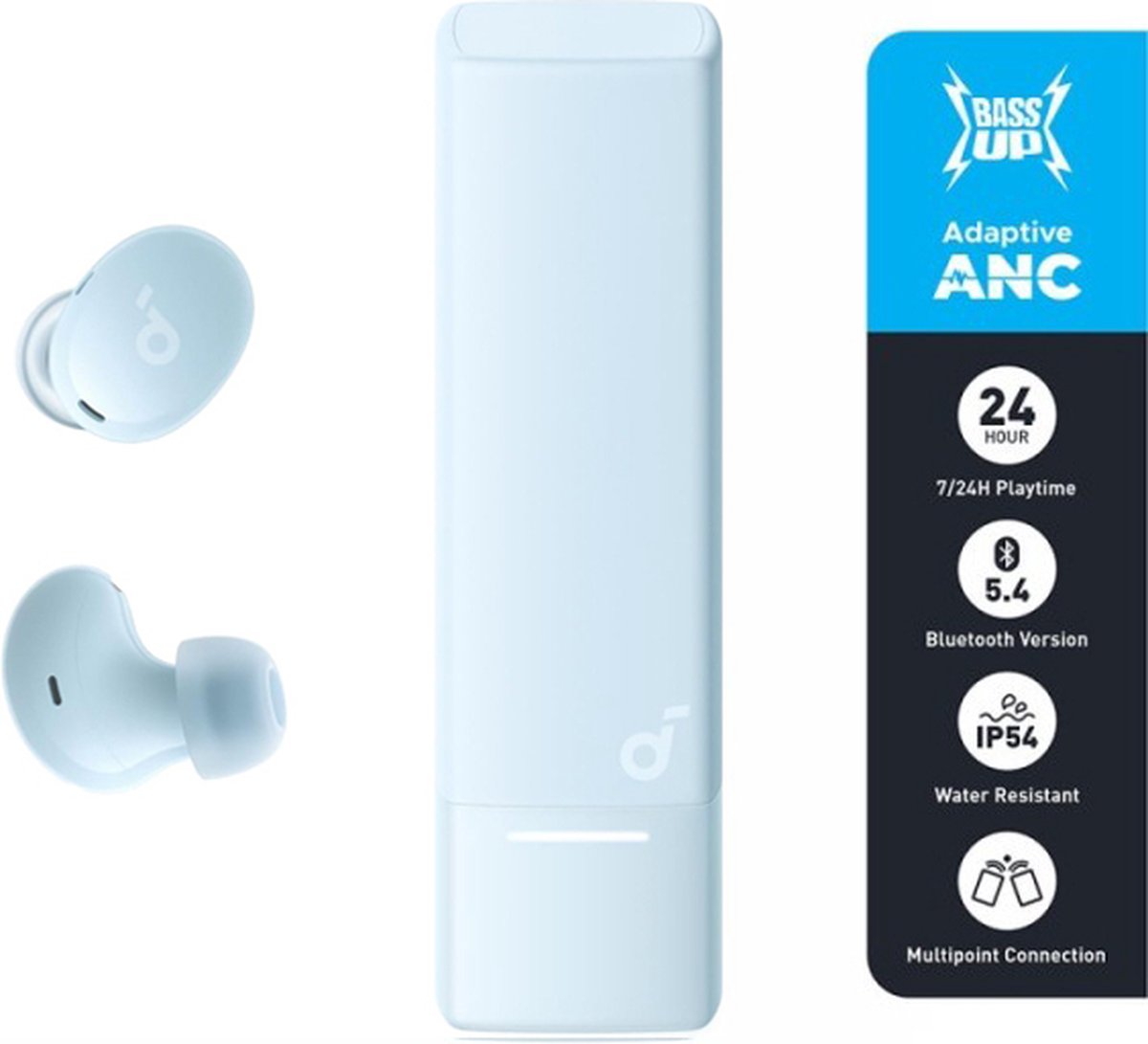soundcore A30i draadloze oordopjes Bluetooth 5.4 Light Blauw