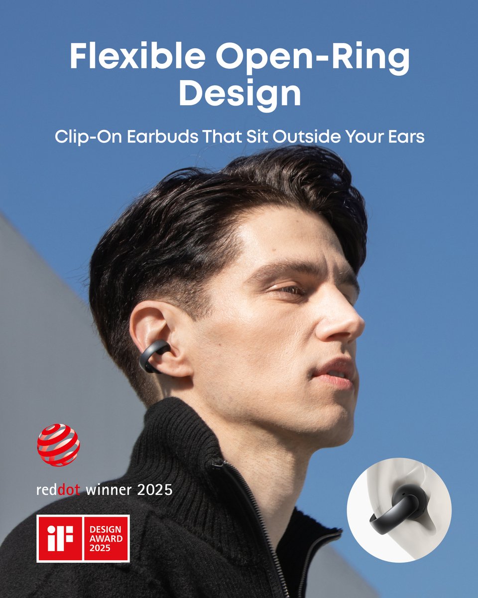 Soundcore Aeroclip True Wireless In-ear Bluetooth Headset Zwart