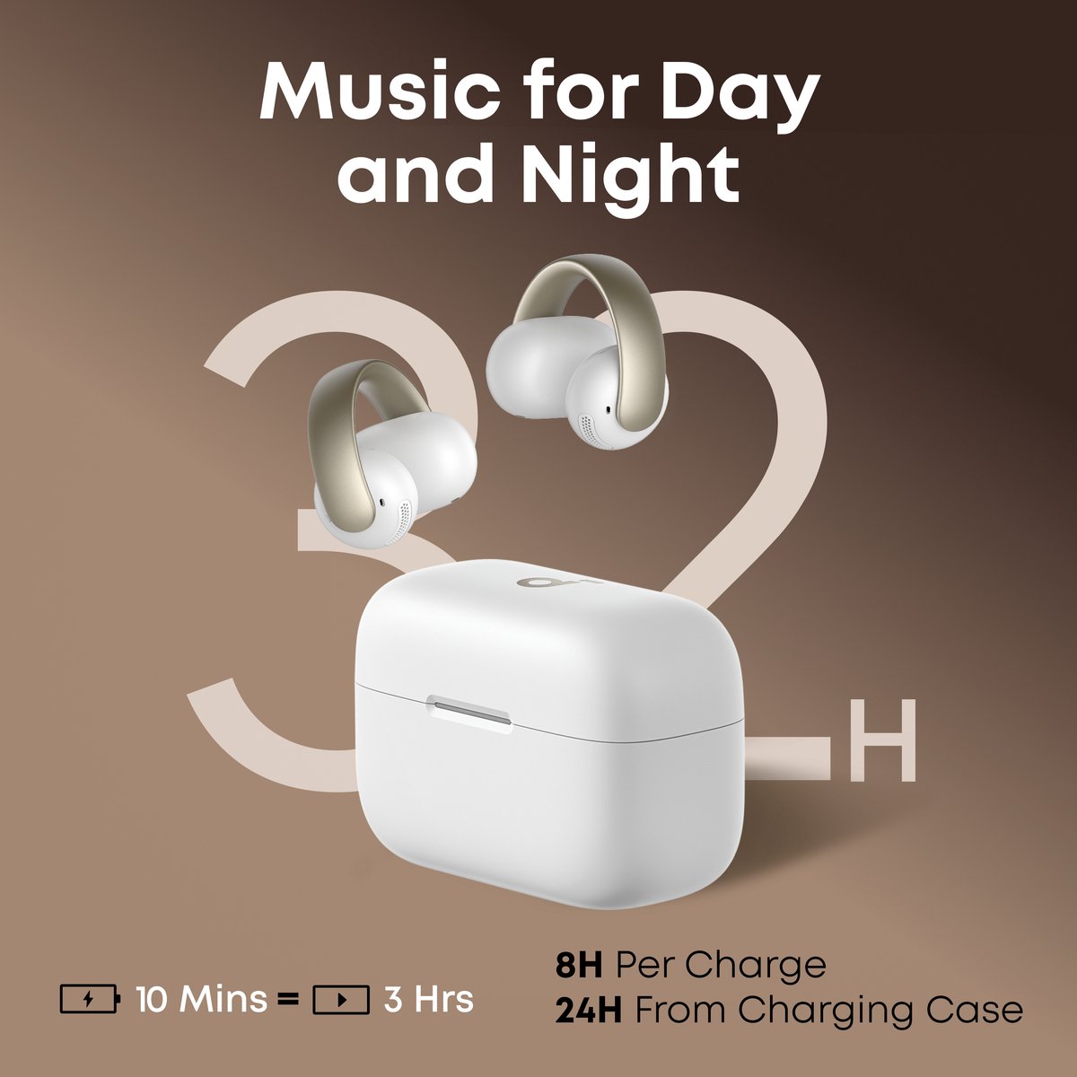 Soundcore Aeroclip True Wireless Open-Ear Headset Champagne Wit