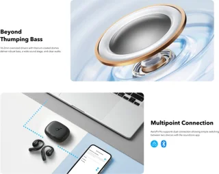 soundcore by Anker AeroFit Pro Open-Ear Draadloze Oordopjes Zwart