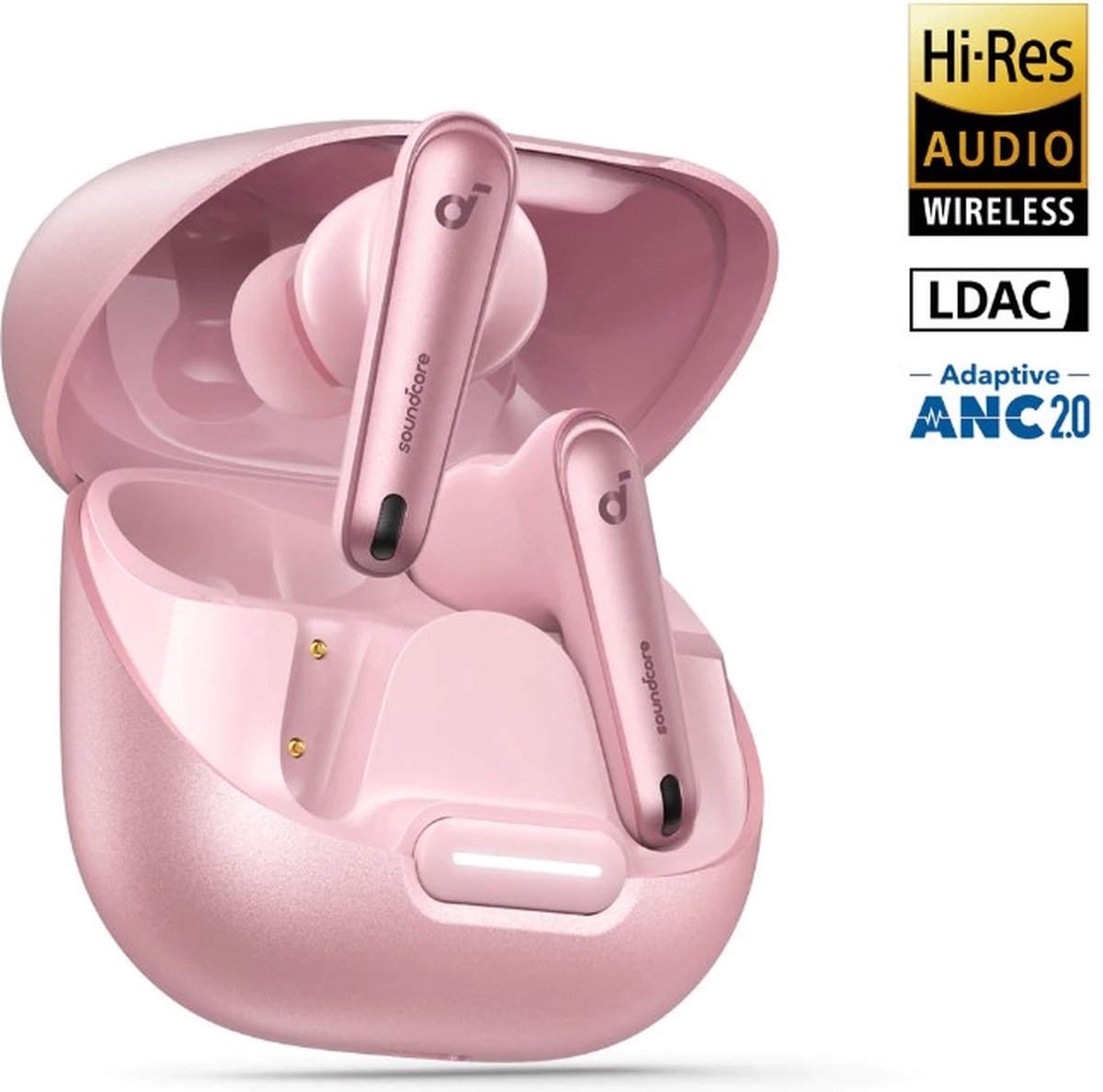 De Soundcore Liberty 4 NC Draadloze Oordopjes Roze in één oogopslag
