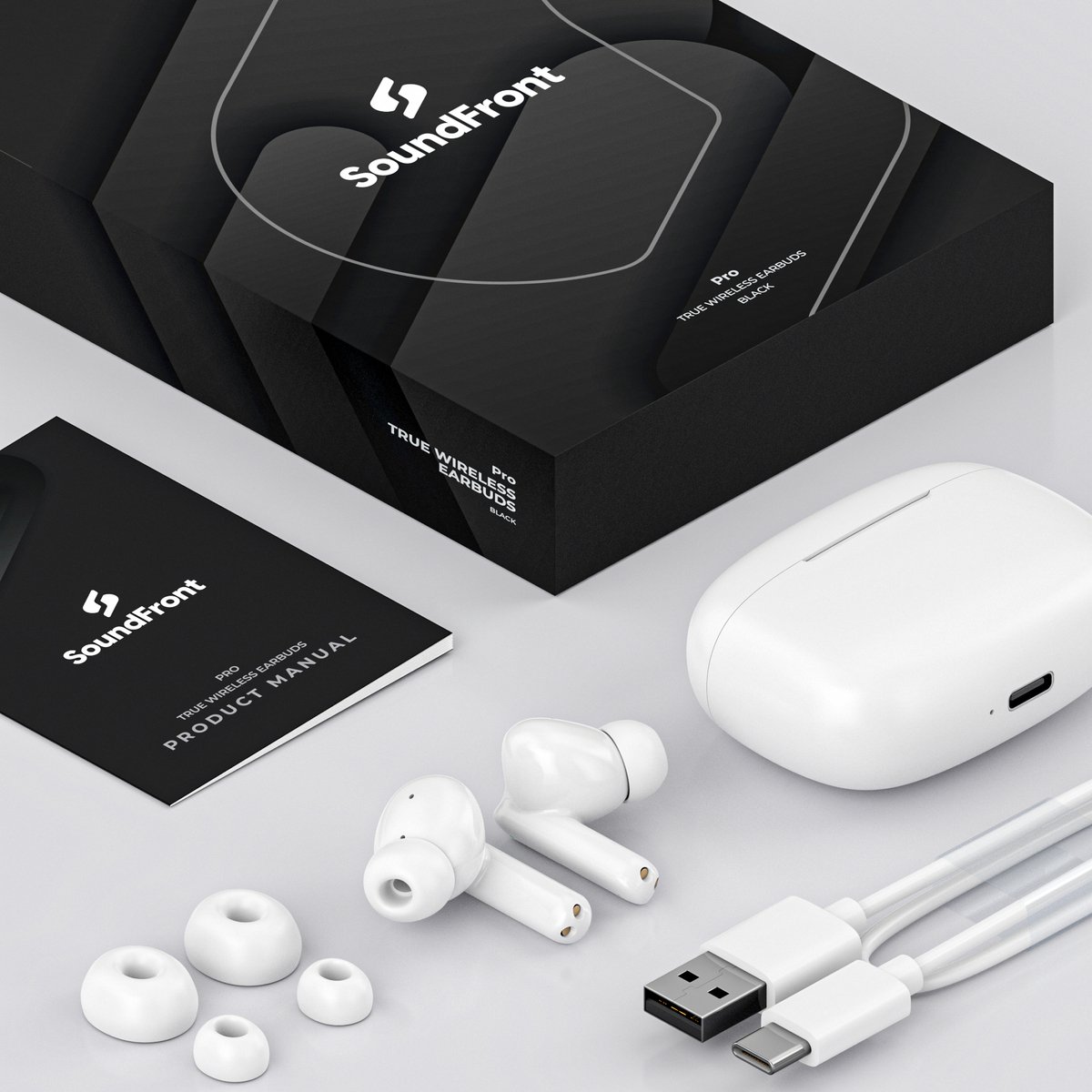 SoundFront Pro Draadloze Bluetooth Oordopjes Wit