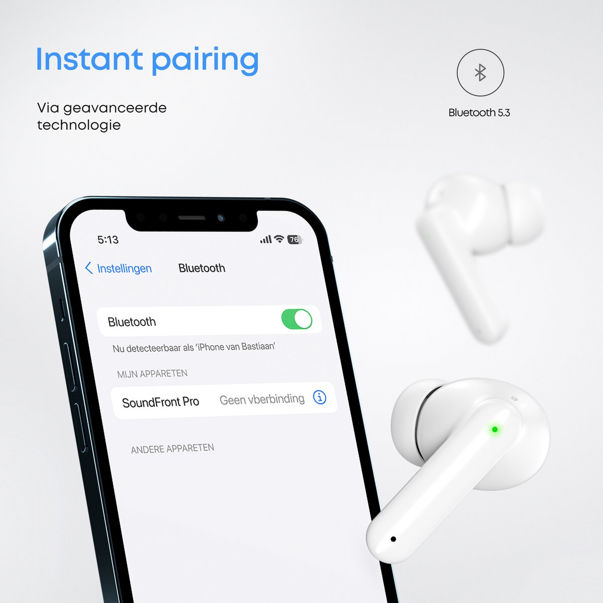 SoundFront Pro Draadloze Bluetooth Oordopjes Wit