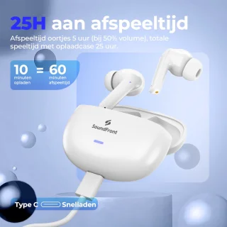 SoundFront Ultimate Draadloze Bluetooth Oordopjes Wit