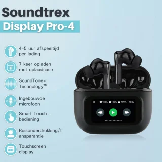 Soundtrex Display Bluetooth 5.3 Draadloze Oordopjes Zwart