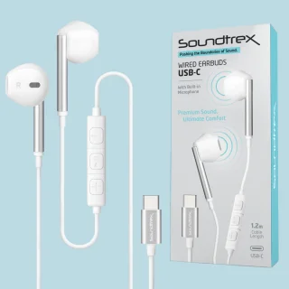 Soundtrex USB-C Bedrade Oortjes Met Microfoon Wit