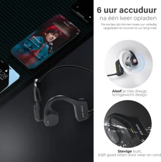 Soundvibe Bone Conduction Headphone Zwart draadloos