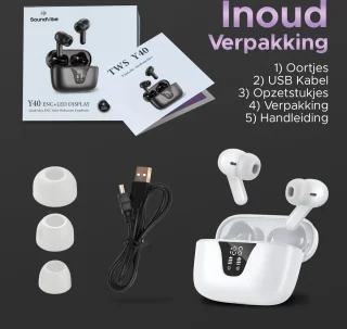 Soundvibe® Earbuds Pro - Draadloze oordopjes Wit
