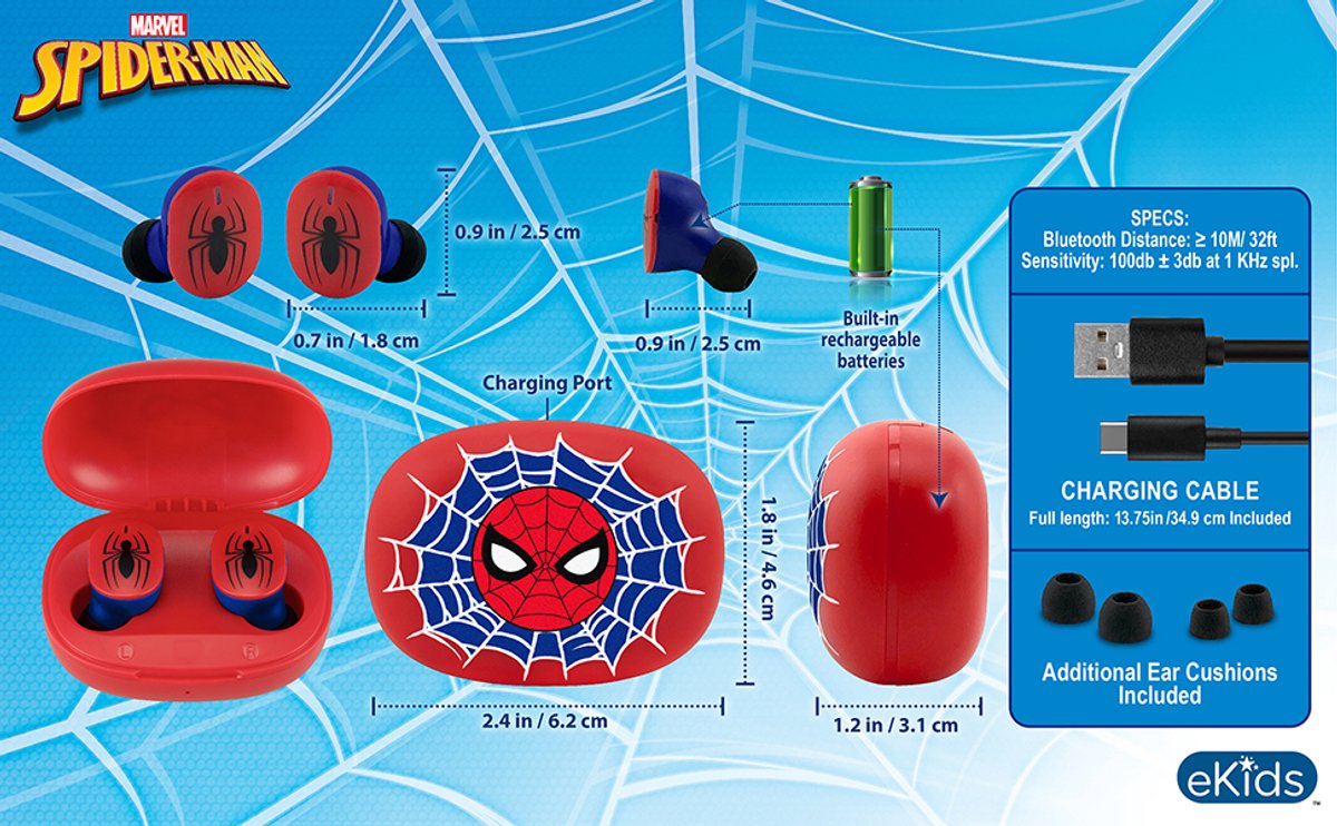 Wat vinden we goed aan de Spiderman TWS Bluetooth Draadloze Oordopjes Met Oplaadcase