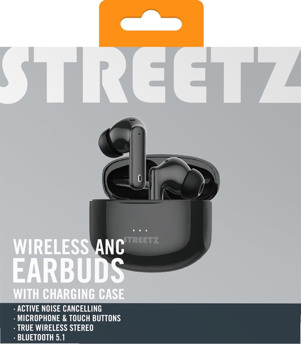 Streetz TWS ANC Draadloze Oordopjes Zwart