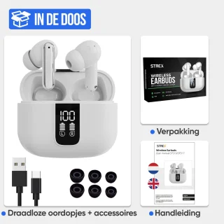 Strex Bluetooth Draadloze Oordopjes Wit