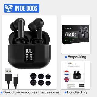 Strex Draadloze Bluetooth Oordopjes Zwart