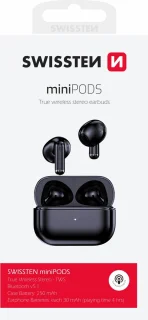 Swissten Minipods Bluetooth oordopjes zwart