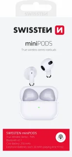 Swissten Minipods Draadloze Bluetooth Oordopjes Wit