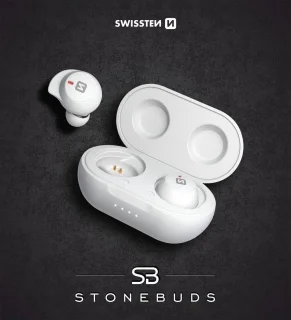 Swissten Stonebuds Draadloze Oordopjes Wit