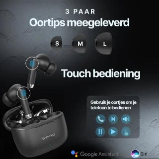 Synyq iPro Draadloze Bluetooth Oordopjes Zwart