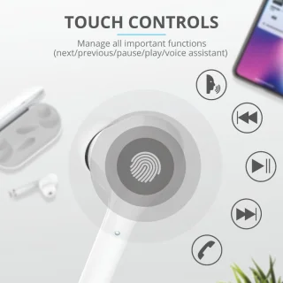 Trust Nika Touch Bluetooth Draadloze Oordopjes Wit